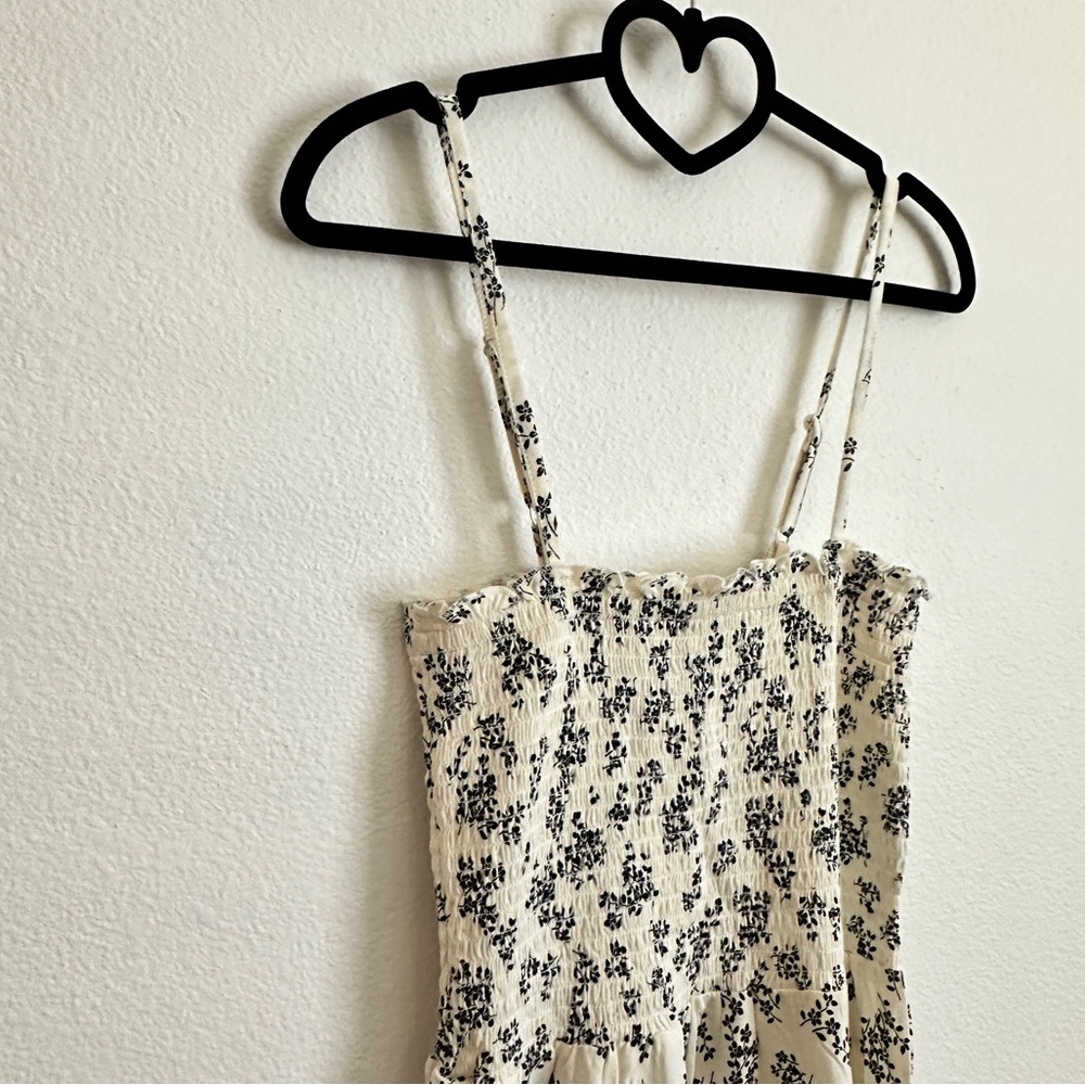 Roxy White Black Floral Smocked Mini Dress Size Various - Picture 5 of 9